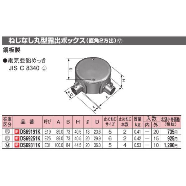 Panasonic パナソニック DS69251K ねじなし丸型露出ボックス