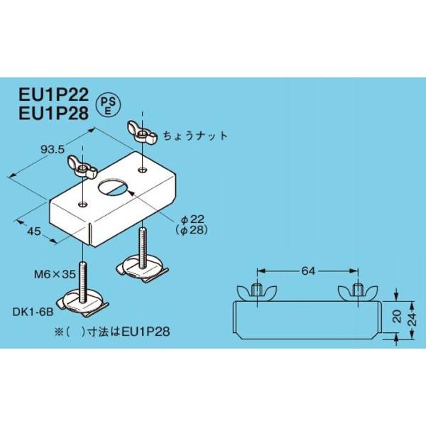 ネグロス EU1P22 レースウェイ DP1・DP2用開口両面用電線管接続金具 