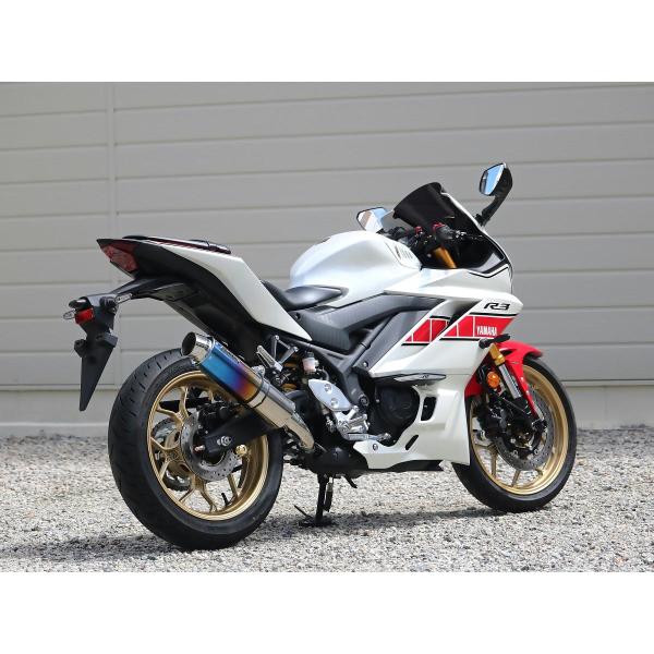 ダブルアールズ WR'S バイク マフラー 2022・2023- 2024YZF-R3 / 2023-2024 MT-03 (8BL-RH21J) ラウンドタイプ 焼き色チタンサイレンサー スリップオン JMCA認証