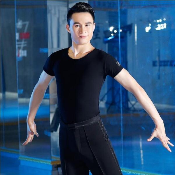 ダンス衣装 メンズ トップス ダンスウェア ダンスジャズモダン 2色 練習着 ダンスシャツ T 06 レッスン パーティー 長袖 ラテン 上品 男性用 高級 Tシャツ 競技 社交ダンス