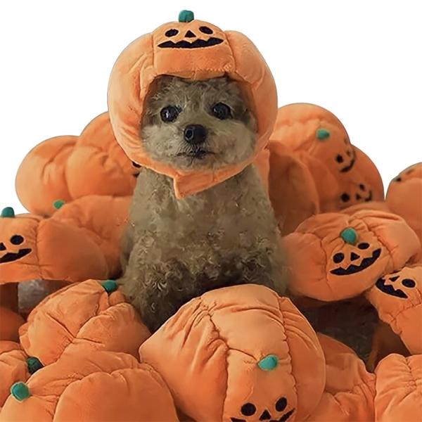 超可愛い! 犬用ハロウィンかぼちゃ帽子 インスタ 仮装 ドッグウェア 秋冬用 コスプレ ペット服 ハロウィン衣装 変身 コスチューム【a103】【送料無料】