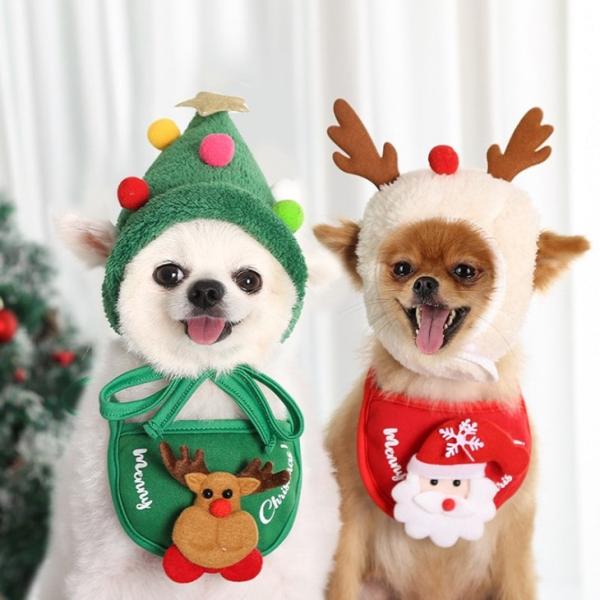 【大好評】【ばら売り】 組み合わせ自由 ペット服 クリスマスコスチューム 犬 クリスマスウェア ツリー帽子 トナカイ帽子 サンタスタイ トナカイスタイ
