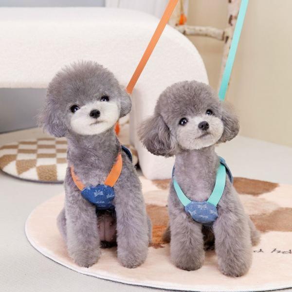 春夏新作 小型犬用 ワンピース リード取付可 お出かけ デニム風 かわいい ペット服 犬 猫 ドッグウェア 韓国風【a396】【送料無料】
