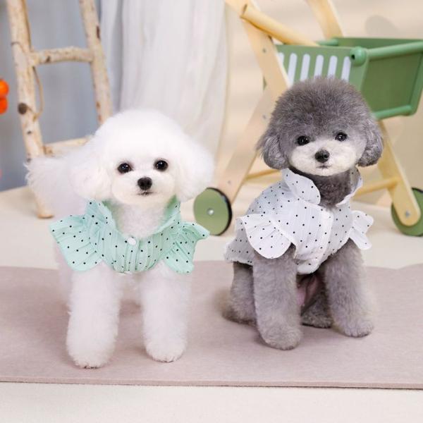 秋冬新作 小型犬用 ワンピース リード取付可 水玉デザイン お出かけ 韓国風 ペット服 犬 猫用【a398】【送料無料】