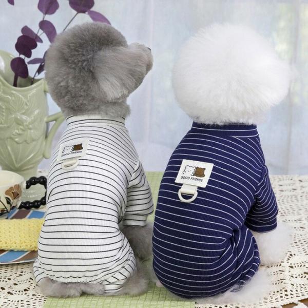 NEW! 超かわいい 春夏 犬猫服 ボーダー ユニセックス くまワンポイント おしゃれ リラックス ペットウェア【a431】