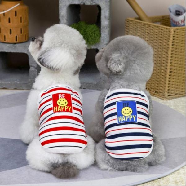 2026新作 犬 服 Tシャツ 小型犬 ドッグウェア 犬用 タンクトップ 中型犬 超小型犬 お出かけ デイリー ペット用品 スマイル にこちゃん 【a485】