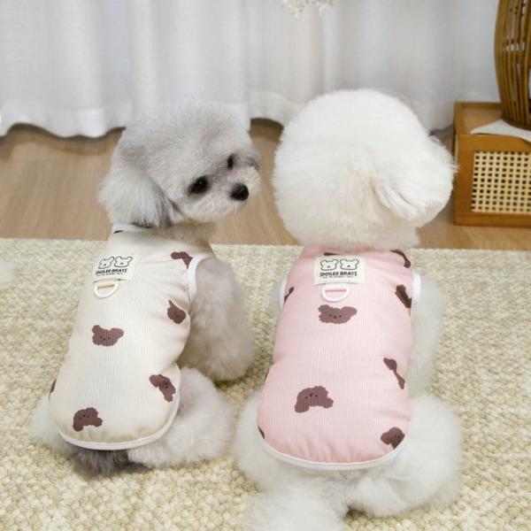 【お得】2026新作 犬 服 Tシャツ 小型犬 ドッグウェア 犬用 チワワ トイプードル ペット服 お出かけ 部屋着 くま柄 テディベア 総柄 アニマル柄 【a487】