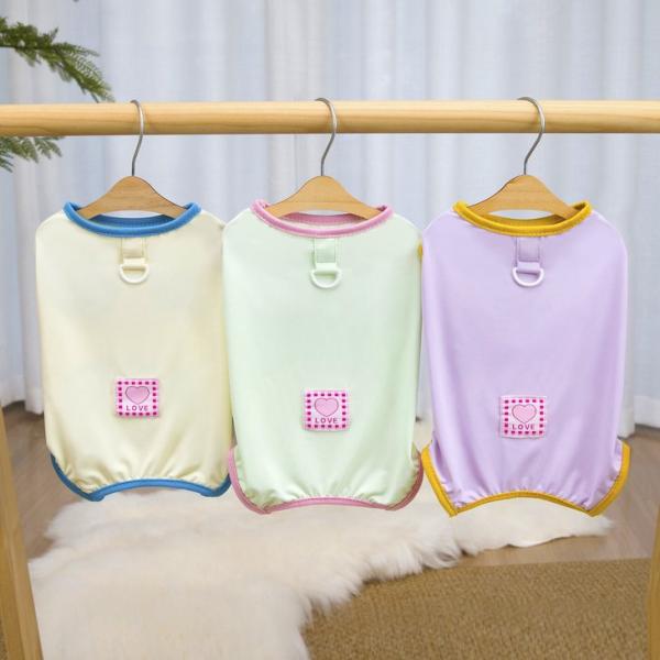 犬服 タンクトップ 小型犬 袖なし 配色トリム ペット服【a509】