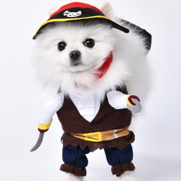 犬 コスプレ 海賊 ペット服 ハロウィン 仮装 海賊帽 立体アーム フック 船長風 犬猫兼用 撮影 パーティー イベント【a572】