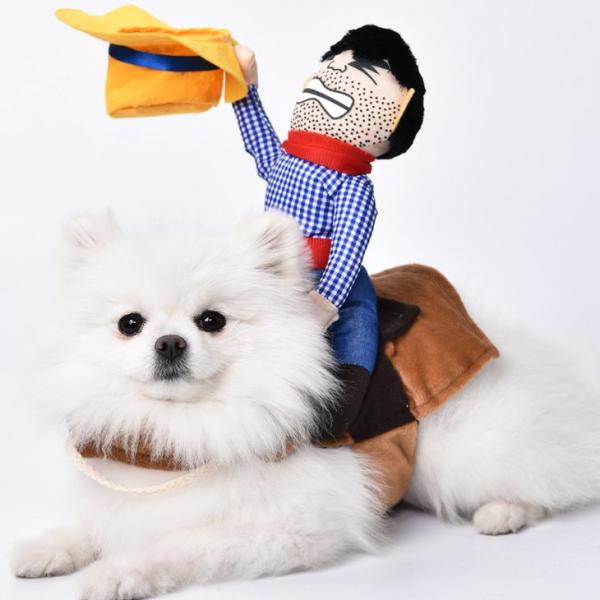 犬 コスプレ カウボーイ ペット服 ハロウィン 仮装 カウボーイ人形 乗馬風 背負うタイプ 西部劇 撮影 パーティー イベント【a575】