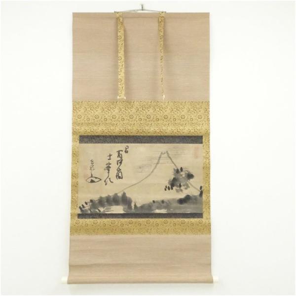 東嶺円慈筆 富士画賛 肉筆紙本掛軸（保護箱）