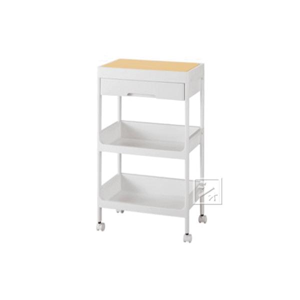 リバーシブル天板（ブラウン/ベージュ）の2色で楽しめる、シンプルなワゴン。天板下収納＋引き出し収納。キャスター付き。■材質　ポリプロピレン■サイズ　幅40×奥行25.5×高さ70cm ■カラー　ホワイト■注意　こちらの商品は、「お客様での組...