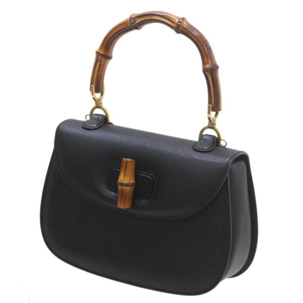 美品　GUCCI　グッチ　バンブー　ハンドバッグ　レザー　ブラック ✨美品✨ GUCCI グッチ バンブー ハンドバッグ レザー 本革 ブラック