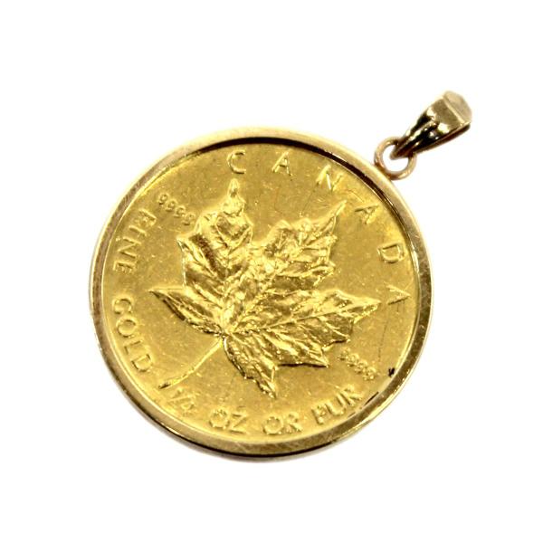数量は多 メープルリーフ金貨ペンダントトップ K24・K18 1/4oz 1983 イエローゴールド