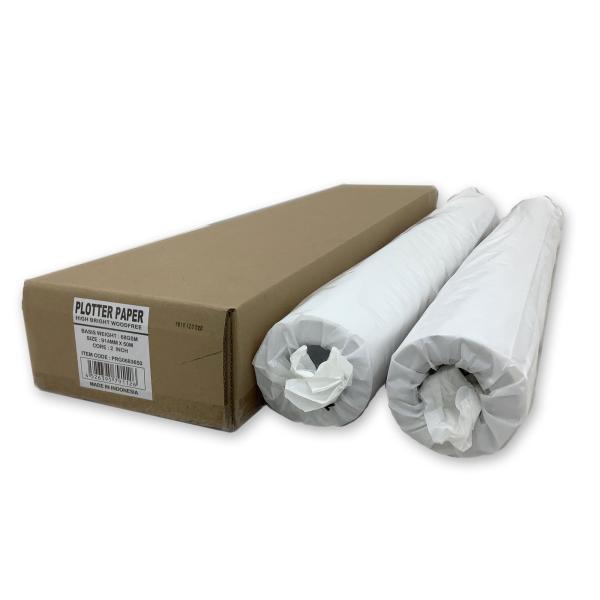 【仕様】●商品種別：普通紙プロッタ用紙●サイズ：36インチ●外寸法(幅×長さ)：914ｍｍ×50ｍ●内径：2インチ(50.8ｍｍ)●坪量：68g/m2●紙厚：薄口・90μｍ●対応インク：染料・顔料●形式番号：PRG0683650