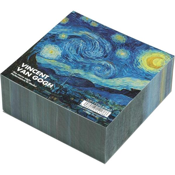 無地メモ400シート。天糊綴じで1枚ずつちぎれて便利です。●アートコレクション、ゴッホ「The Starry Night 」 ●【本体サイズ】W100×D100mm●【本文】400シート●書く面は白い無地。裏面はゴッホの「The Starr...