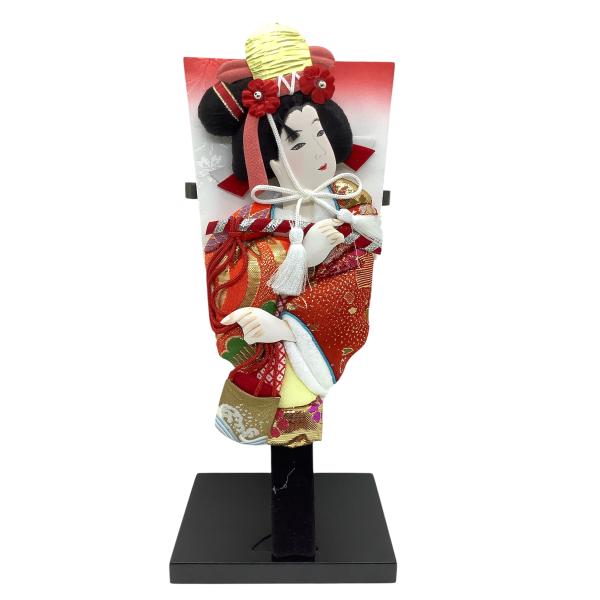 高田卸方屋 羽子板 汐汲 赤朱橙 8号 25cm 242-751