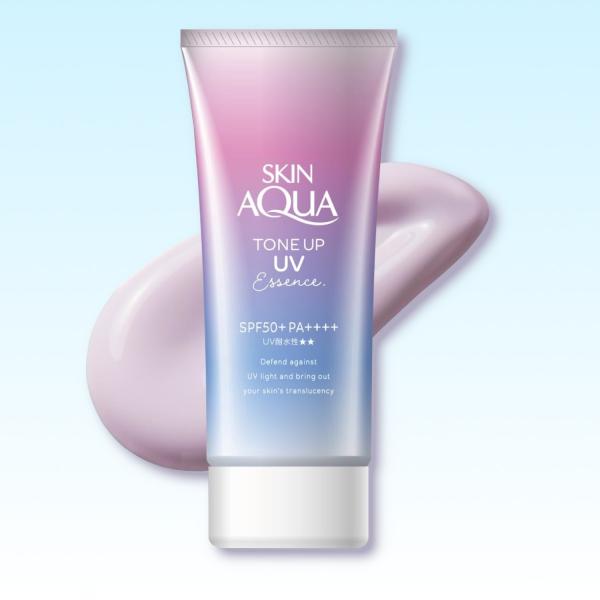 日焼け止めクリーム スキンアクア UVエッセンス ラベンダー 80ｇ SPF50+ PA++++ UVカット カラーコントロール 微細パール ウォータープルーフ