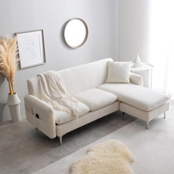 グレー ボタン付きクッション 3人掛けソファ 3人掛けソファー グレー クッション7個付き カバーリングソファ