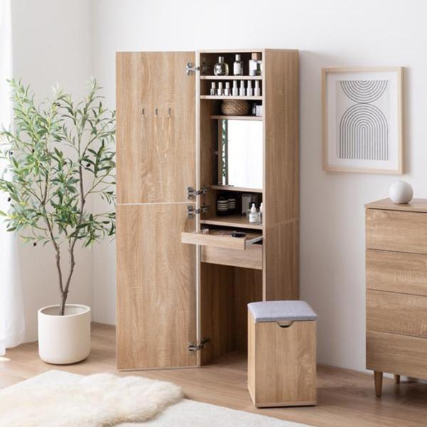 姿見レッサー 白 おしゃれ 姿見 収納 ドレッサー 姿見鏡 全身 スリム