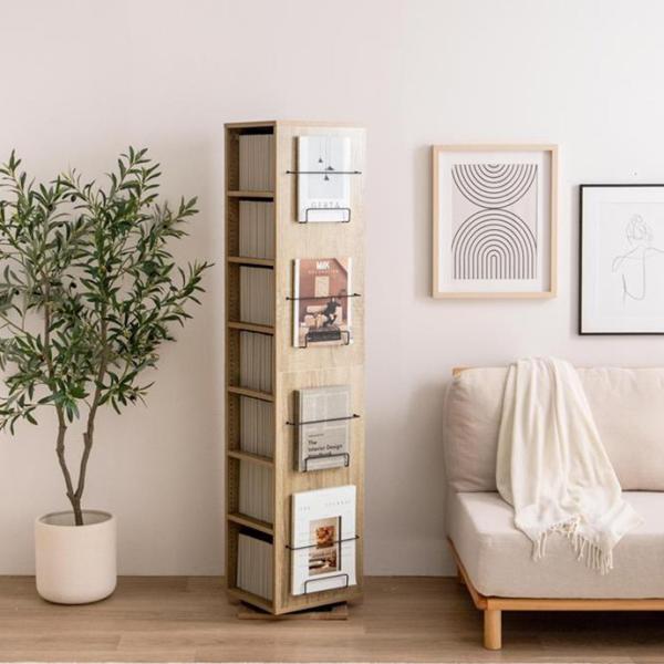 ■商品説明どこからでも出し入れできる360度回転式のブックシェルフ。■サイズ幅36cm×奥行34cm×高さ155.5cm■素材パーティクルボード(メラミン貼り)、アイアン(粉体塗装)■備考【梱包サイズ】82.5cm×38.5cm×19cm【...