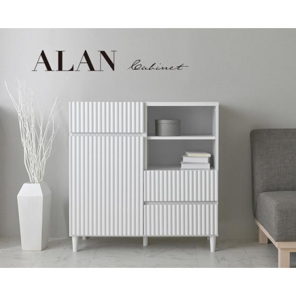 キャビネット 木製 90cm 白 収納 おしゃれ 北欧 人気 ALAN アラン サイドボード 収納棚 リビングボード リビングチェスト ディスプレイラック ALN90-90C