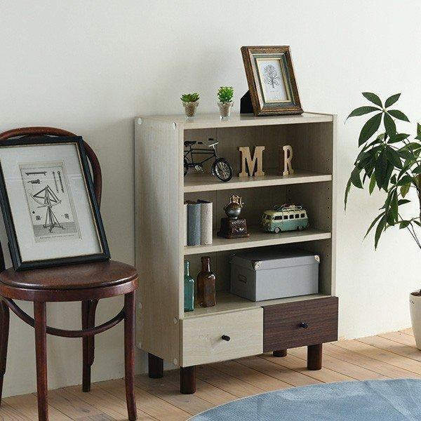 オープンラック シェルフ 棚 引き出し 本棚 おしゃれ 木製 ラック 北欧モダン 本棚 チェスト サイドボード リビングボード 幅60 Fmb 0002 インテリア家具のエッジーノイエ 通販 Yahoo ショッピング