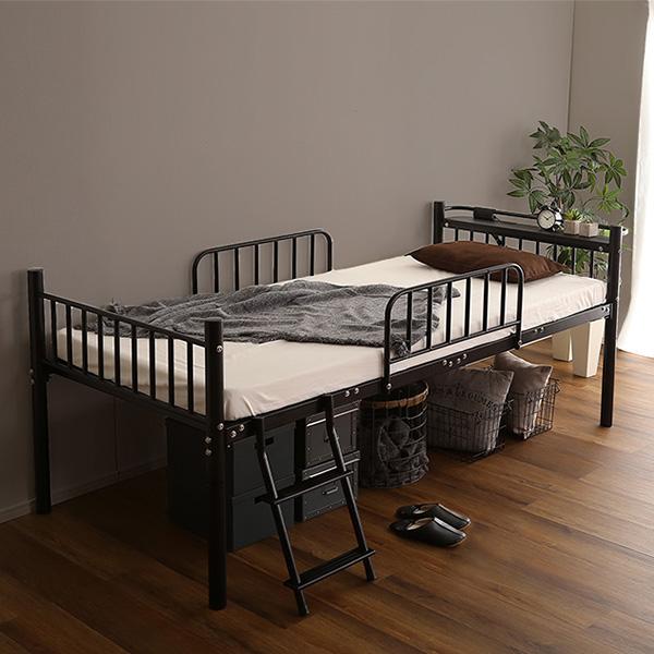 特価⑤ シングルベッド USBコンセント付き ロータイプベッド 宮付き ブラック ホームテイスト ロフトベッド ハイタイプ 宮付き シングル