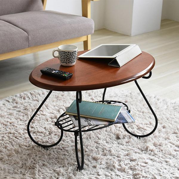 ヨーロッパ風 ロートアイアン 家具 楕円 センターテーブル 幅65cm