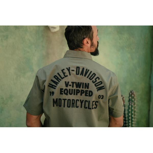 Harley Davidson V-Twin カーキメカニックシャツ 96494-25VM