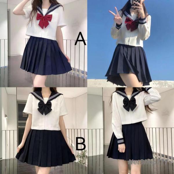 女子高生 制服 セーラー服 女子高校生 学生服 長袖 セットアップ 上下セット 制服 文化祭 学園祭 愛い 蝶ネクタイ付き
