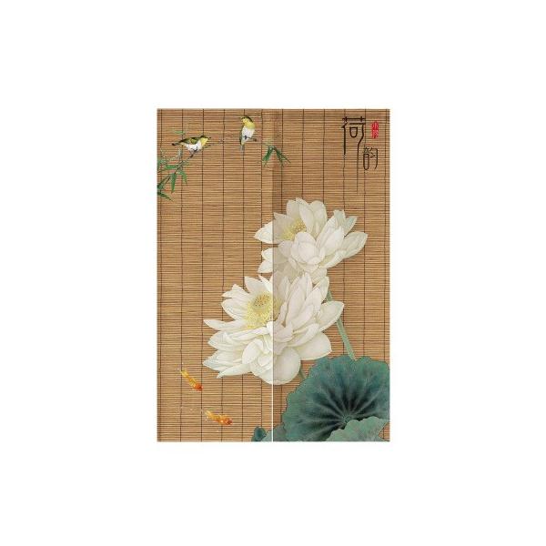 のれん すだれ風デザイン 蓮の花 和モダン ミディアム丈 白い花 小鳥と鯉 Nyc5869c072 ノイシュタットyahoo 店 通販 Yahoo ショッピング