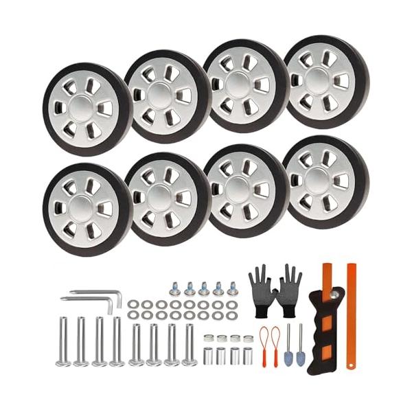 スピナーホイールilv/55 8個/55・ize:55 8個olor:ilv・キャリーバッグタイヤ修理用キット直径55車輪8個、4車軸4個、45車軸4個、ワッシャレンチネジなど、複数の部品を受け取ったら、予備として残してください。・生活でエ...