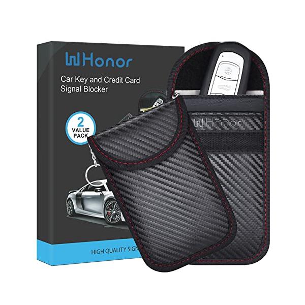 他サイト： WHonor 電波遮断 スマートキーケース 電波遮断ポーチ リレーアタックリレーアタックによる車の盗難防止 カーセキュリティ ブロッキングポーチの商品画像