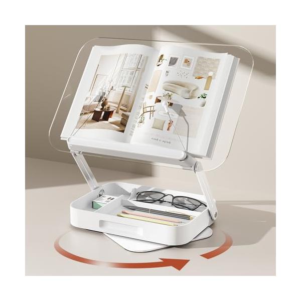 ホワイト小物収納ボックス付き//・olor:ホワイト小物収納ボックス付き・商品の仕様：この読書台はアクリル板と炭素鋼、ABなどの上質な材質で作られています。 製品重量:1.5k アクリル板サイズ:34*3.5cベース部分サイズ:.6*17*...