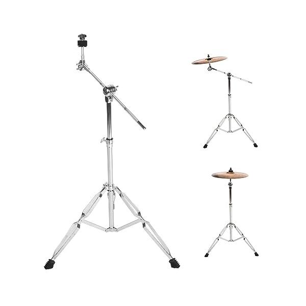 他サイト： aleawol シンバル スタンド 高さ調整70~10cm 高ブームとストレートコンボ ダブルレッグブーム ブームシンバルスタンド ゴム足付きの商品画像