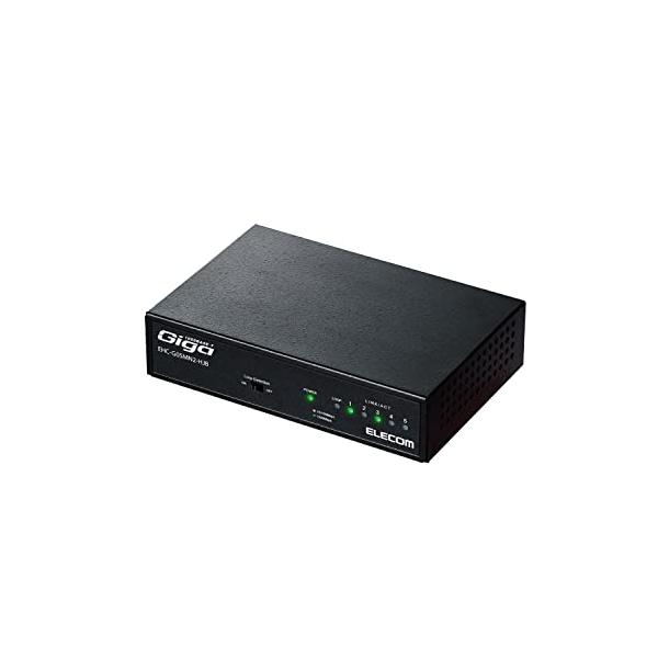 他サイト： エレコム スイッチングハブ ギガビット 5ポート 金属筐体 マグネット付 電源内蔵 ブラック EHG05MNHBの商品画像