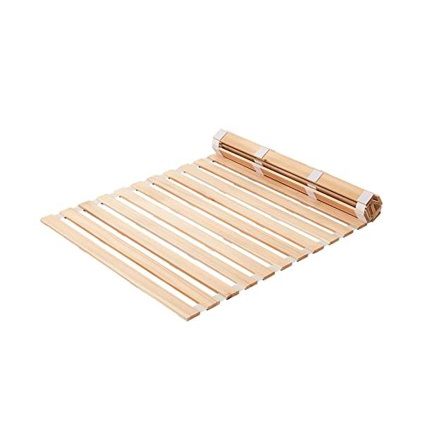 他サイト： 千羽良木 すのこベッド シングル ロール式 スノコ ベッド 日本国産スギ 折り畳みスラットベッド 耐荷重約00KG 通気 耐久 軽量の商品画像