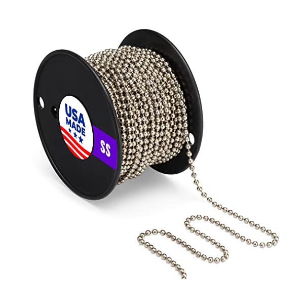 【並行輸入品】#10 Beaded Ball Chain 4.5mm Stainless Steel (SS) 100 Feet Spool