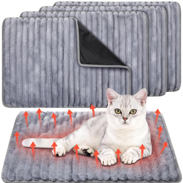 商品名:  Nuanchu 4 Pack Self Warming Cat Bed Self Heating Cat Dog Mat 18 x 24 inch Self Heating Dog Crate Pad Extra Warm Th...