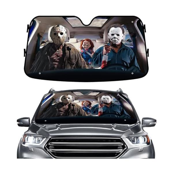 【並行輸入品】GENANYホラー映画キャラクターフロントガラスサンシェード 車 SUV トラック用 (55 x 30インチ) サンシェード フロ