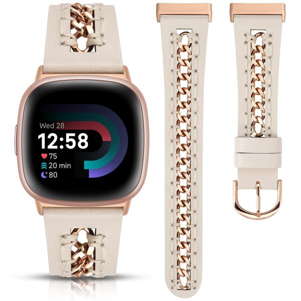 【並行輸入品】Minyee レザーバンド Fitbit Versa 4/Versa 3/Fitbit Sense 2/Senseバンド レディー