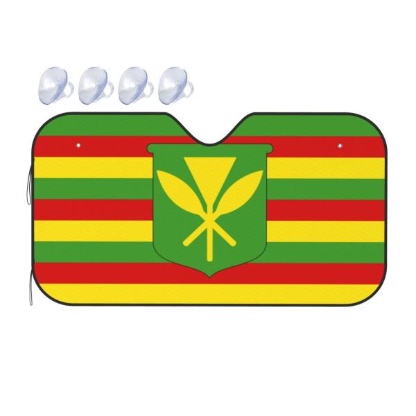 【並行輸入品】 Kanaka Maoli Native Hawaiian Flag Windshield Sun Shade, Foldable