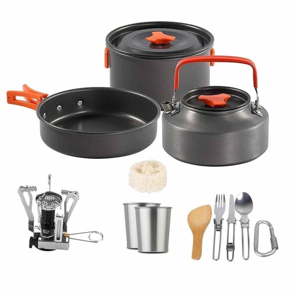 LIFKOMEステンレススチールキャンプポットセット