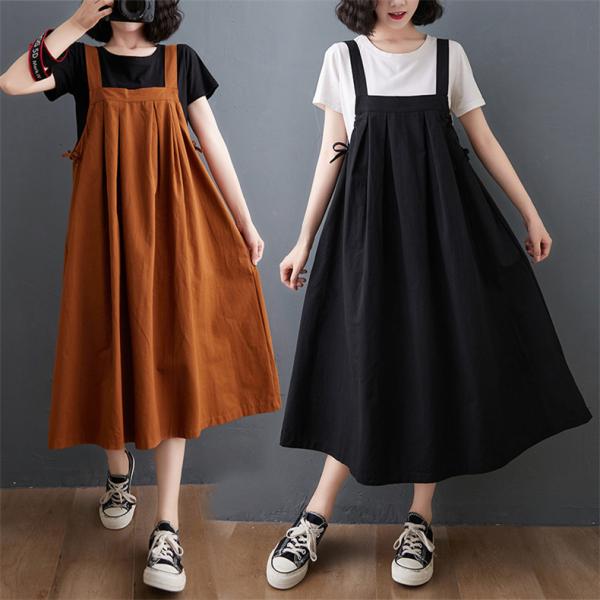 サロペットワンピース マキシ丈 レディース オールインワン