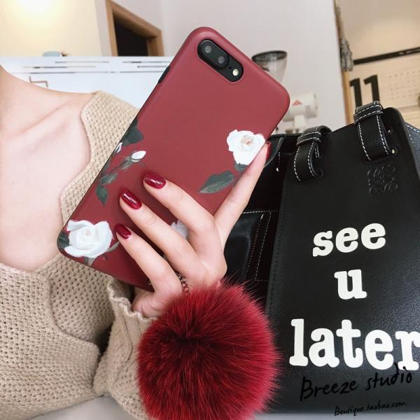 新作 レディース用 携帯ケース スマホケース iphoneケース　アイフォンケース　花柄　韓国風　毛玉付き