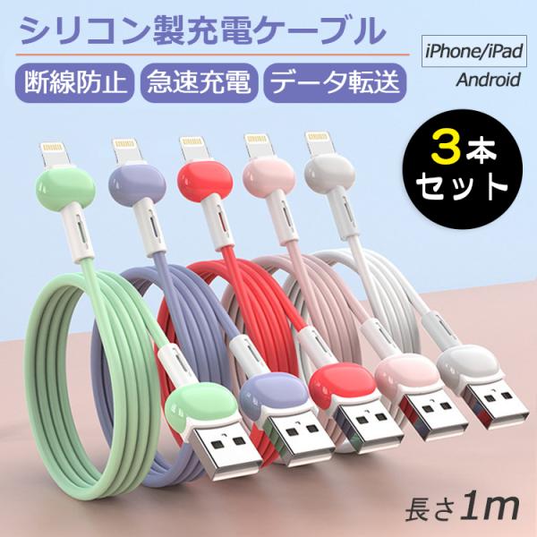 3本セット iPhone 充電ケーブル Lightning Type-C 充電 ケーブル 1m 急速充電 ライトニング タイプC USB スマホ iPhone17 iPad Android 充電コード 断線しにくい