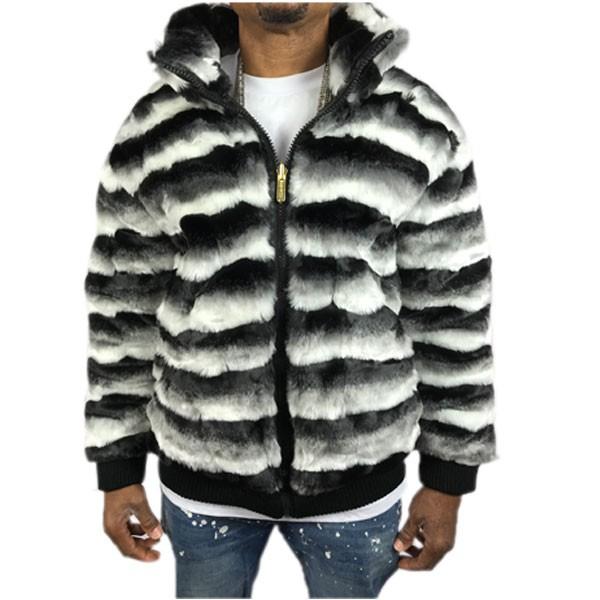 Ablanche ファー ジャケット メンズ ボーダー La Ny ストリート 秋冬 長袖 フェイクファー Jk356 Jk356 New Edition Hiphop 通販 Yahoo ショッピング