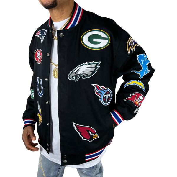 jhDesign NFL ALL OVER PATCH ツイル ジャケット アメフト ロゴ