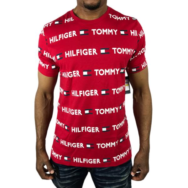 TOMMY HILFIGER Tシャツ ロゴ 総柄 そうがら トミー ヒルフィガー 
